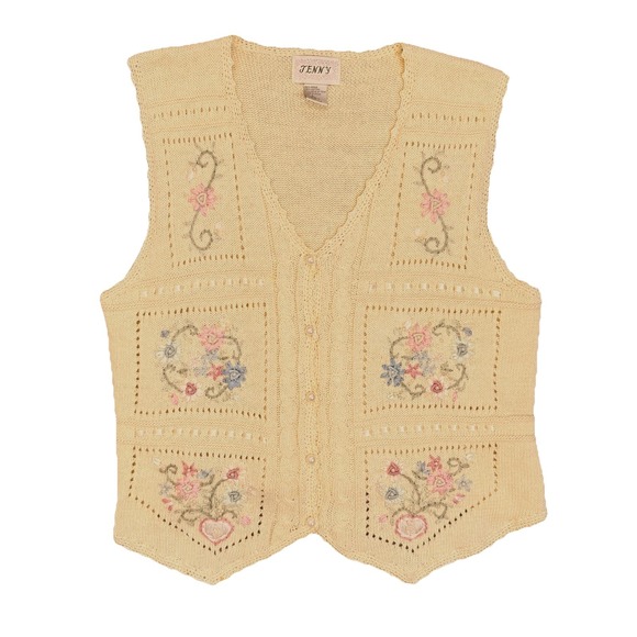 Sweaters - Vintage 80s Cable Knit Cardigan Womens Large Cottagecore Coastal Grandma